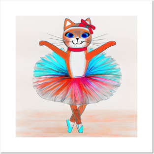 Cat Ballerina, Cat Dancer, Cute, Fun, Dance Cat Posters and Art